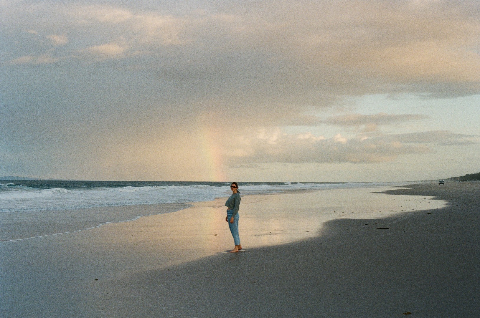 A beautiful winter sunset on the beach near Brisbane. 