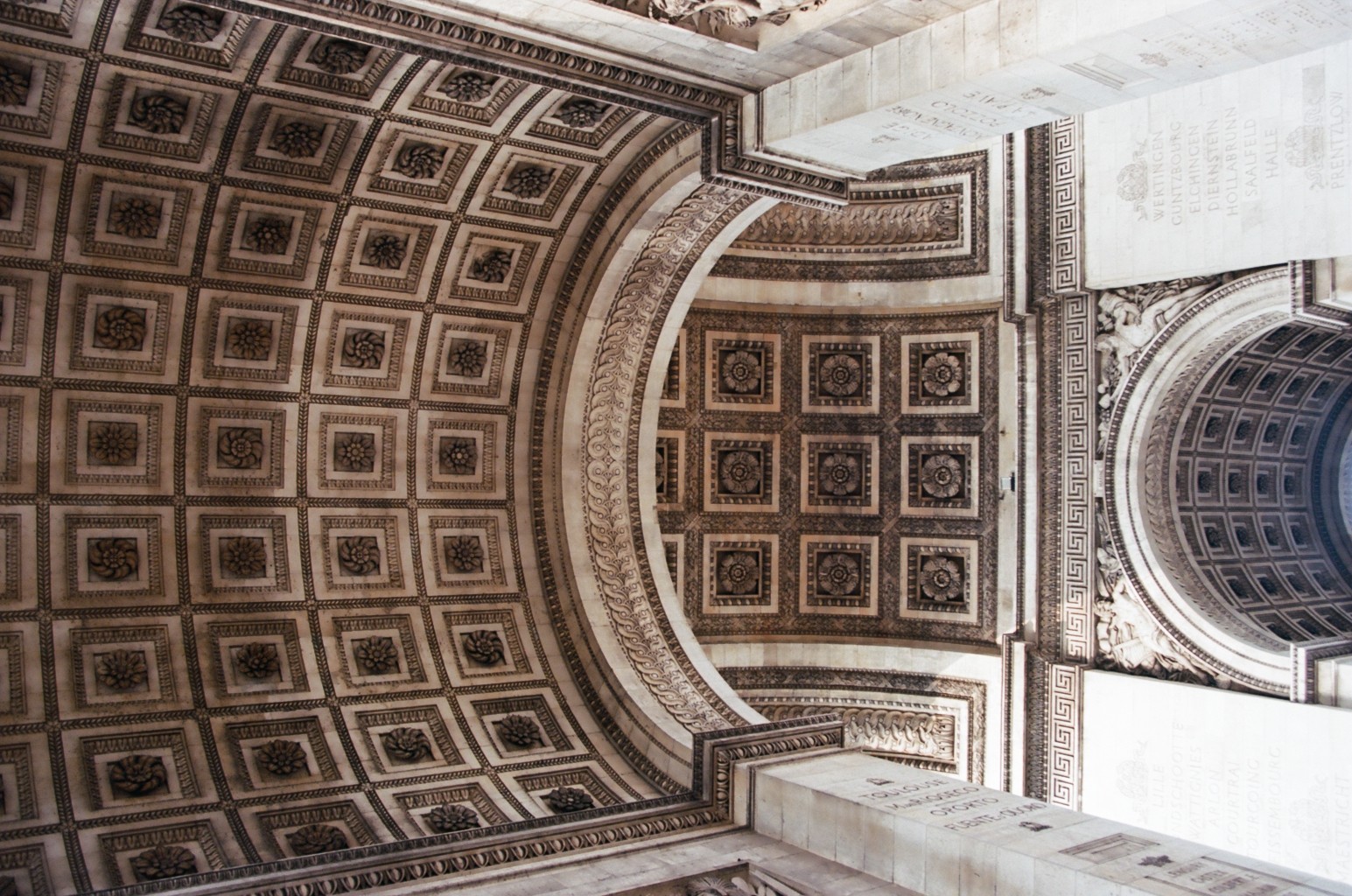 Impressive (Triumphant even!) sculpting on the underside of the Arc de Triomphe. 