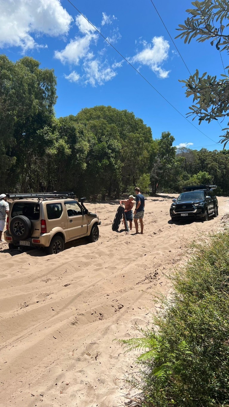 Eating some humble pie as my jimny gets bogged at the beach.