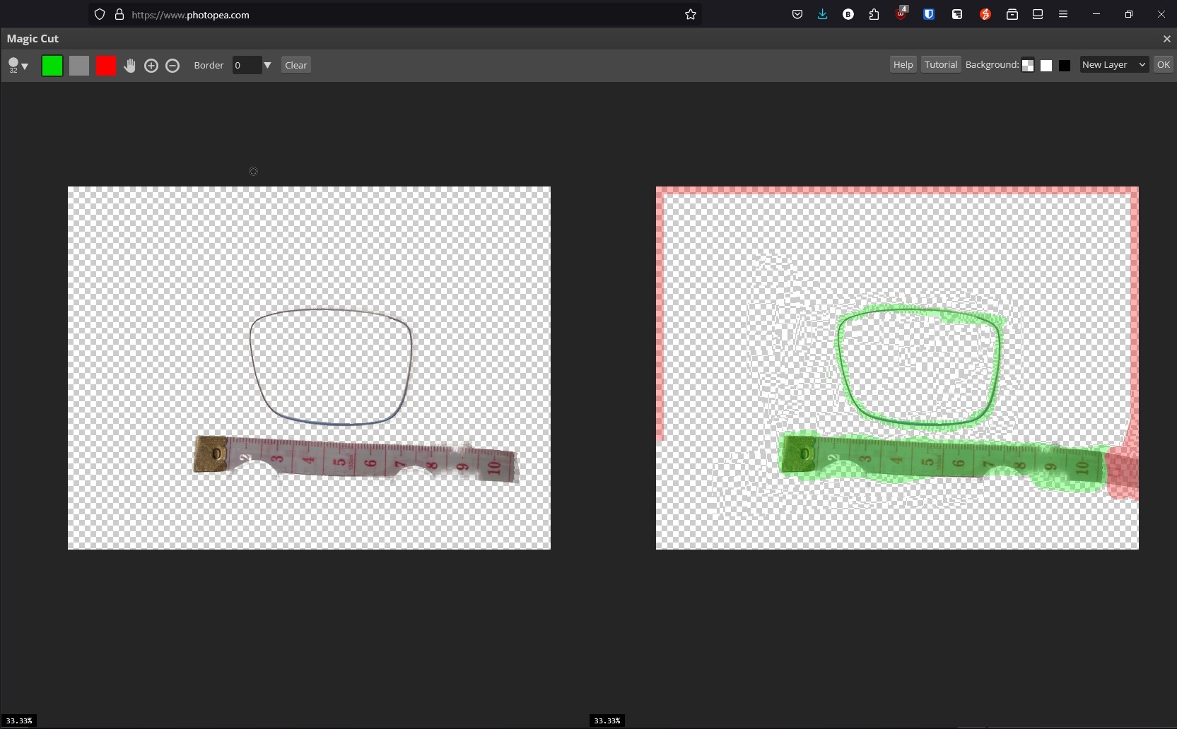 Design process: Selecting only the relevant profiles using Photopea. 