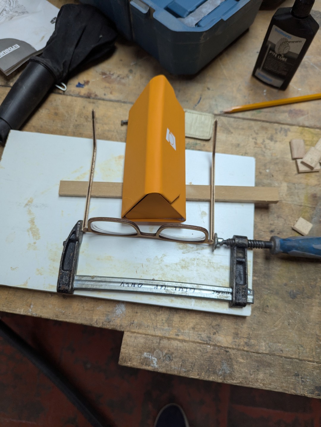 Glueing up the v1 frame.